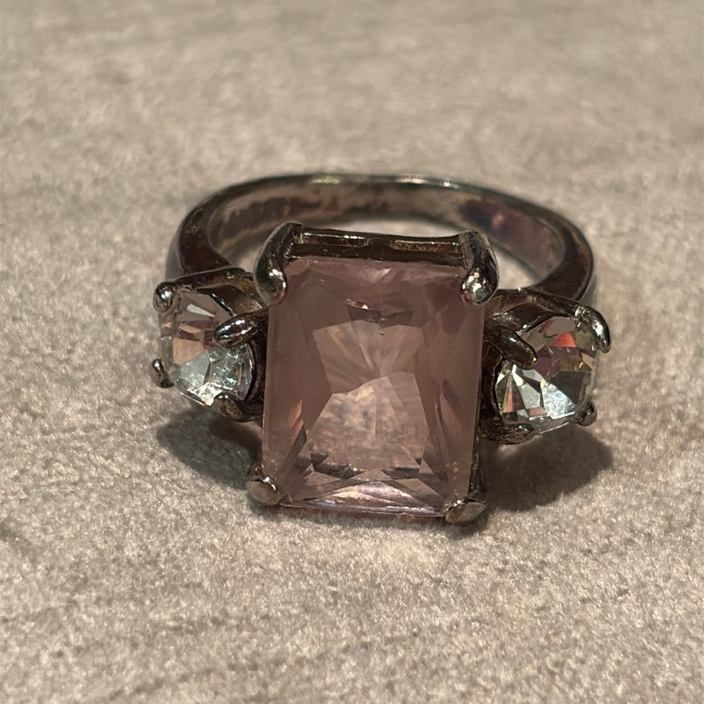 Liz Claiborne Pink and Silver Ring with Modern Elegance size 7.5